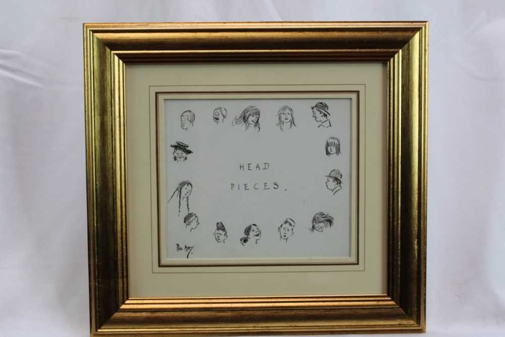 Phil May (1864-1903) pen and ink - Head Pieces, signed, in glazed gilt frame, 14cm x 16cm Provenan - Image 2 of 3