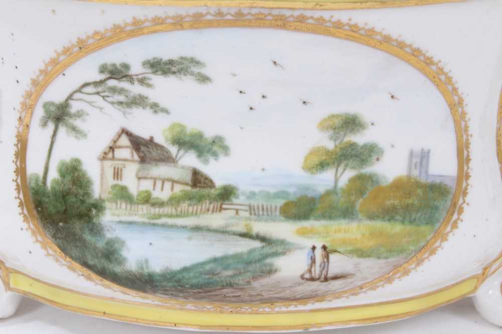 Derby yellow-ground bough pot, circa 1790-1800, polychrome painted with landscape scenes, with scrol - Image 2 of 7