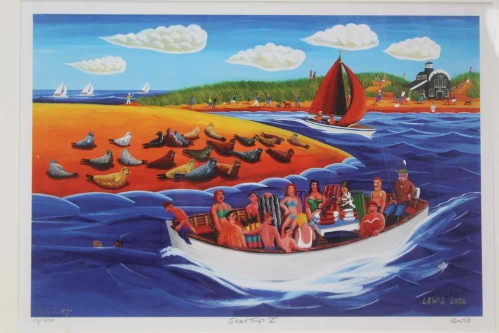 Brian Lewis (b.1947) signed limited edition print - Seal Trip V, 13/500, 29cm x 42cm, mounted