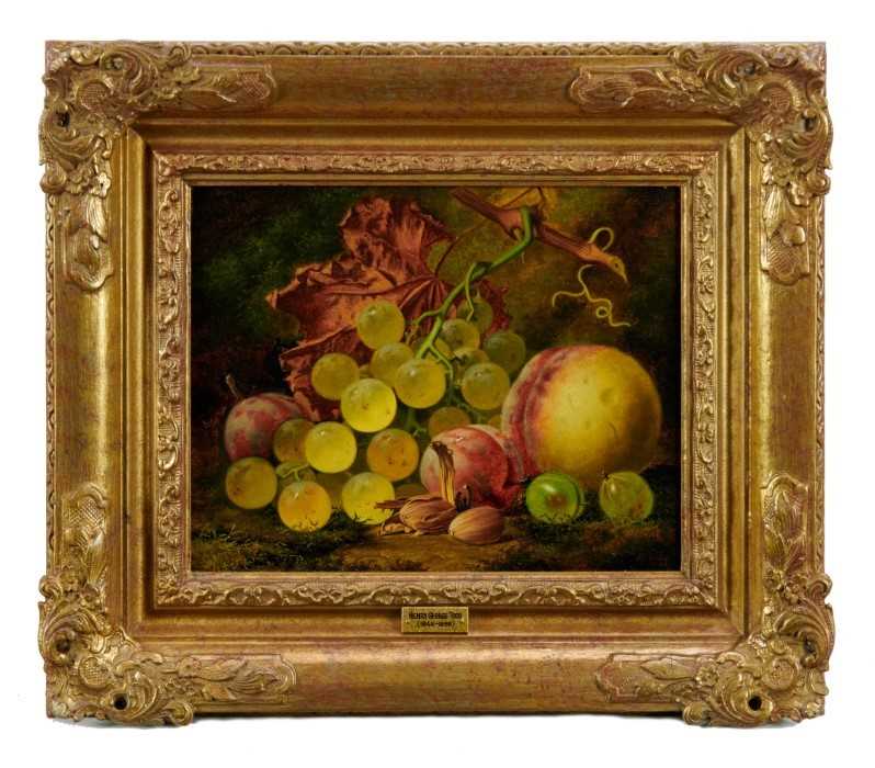 Henry George Todd (1846-1898) pair of oils on canvas - still life of fruit, 'A Touch of Autumn',