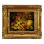 Henry George Todd (1846-1898) pair of oils on canvas - still life of fruit, 'A Touch of Autumn',