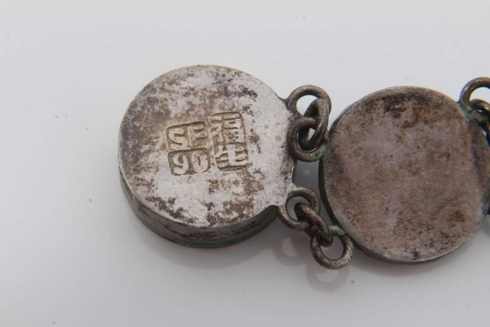 Two 19th century Chinese carved bamboo and silver mounted bangles and a Chinese silver bracelet - Image 9 of 9