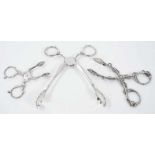 Pair of Victorian silver scissor action ice tongs, (London 1857), maker F. Higgins, 14.5cm overall,