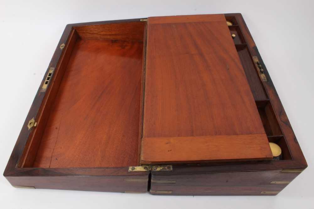 Victorian rosewood and brass bound writing slope - Image 3 of 6