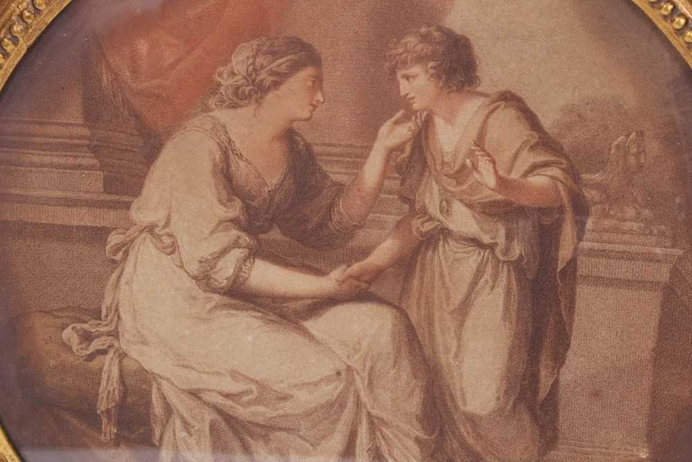 Pair of Regency period tondo Bartolozzi engravings in classical style, label to reverse Rowley Galle - Image 2 of 4