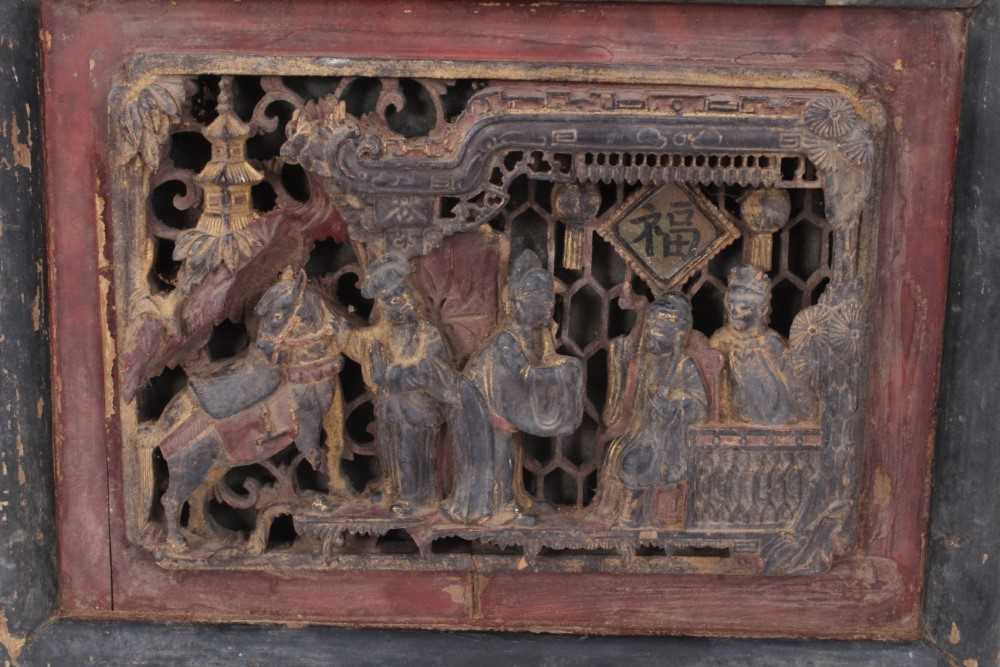 19th century Chinese carved and mirrored panel - Image 5 of 7