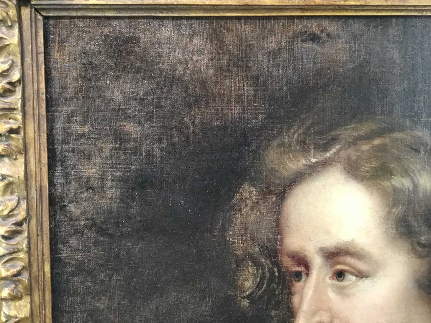 After Sir Anthony Van Dyke portrait sketch, 17th century oil on canvas, in Carlo Maratta frame - Image 15 of 19