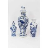 Three Chinese blue and white vases