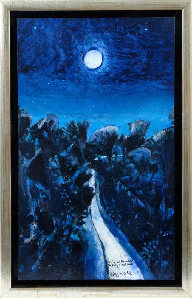 *Keith Grant (b.1930) acrylic, watercolour, ink and varnish on board – “White in the moon the long r