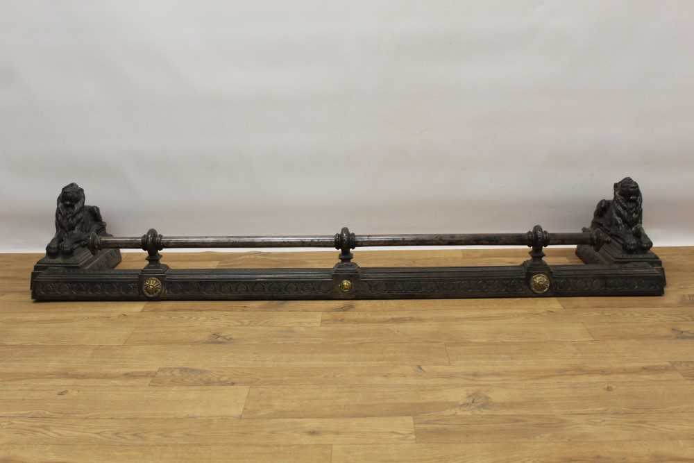 An impressive 19th century steel fire curb of classical form