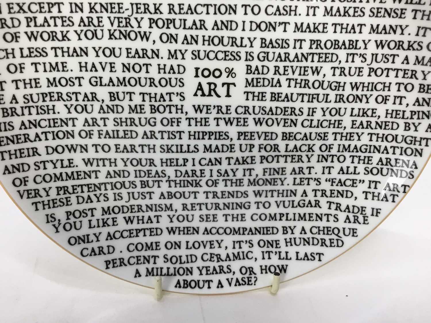 *Grayson Perry RA (b.1960) '100% Art Plate', 2020, fine china plate, with artist's seal printed to b - Image 4 of 6