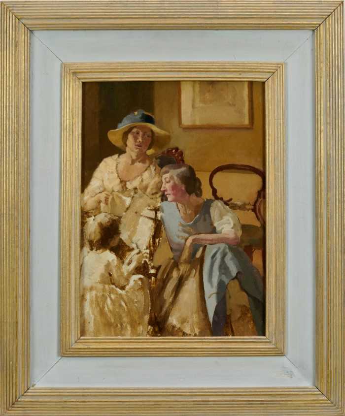 E. Grace Wheatley (1888-1970) oil on board - "Aunt Bo", in painted frame