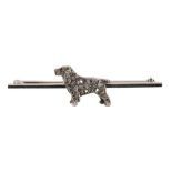 Novelty diamond set dog brooch