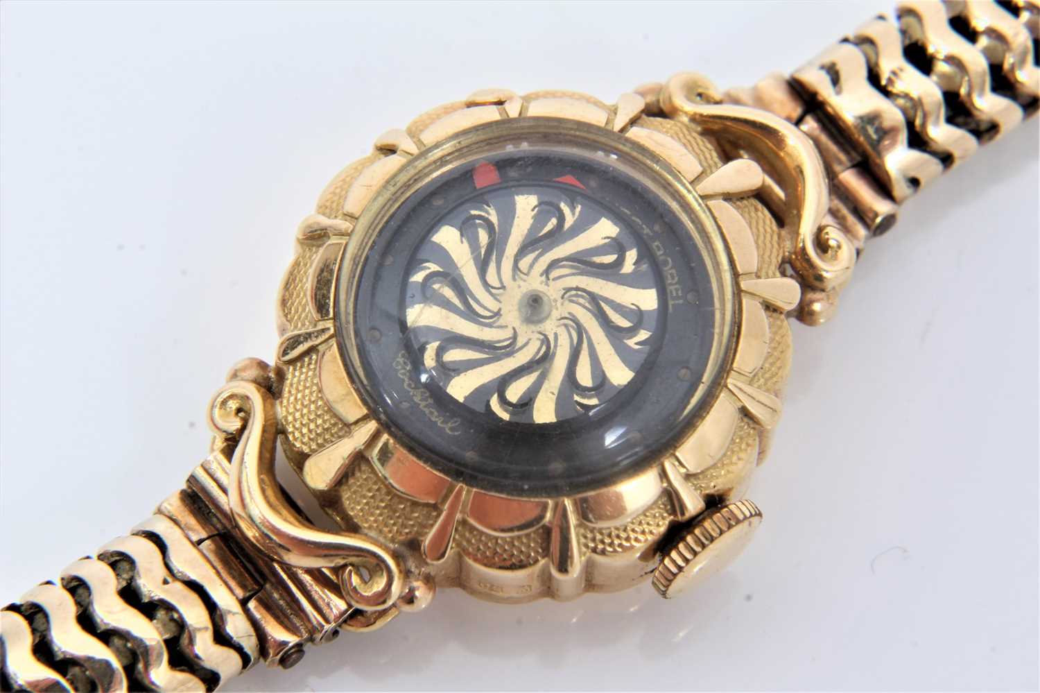 1950s/1960s ladies Ernest Borel gold cocktail wristwatch with ‘mystery’ dial in 18ct gold case on 9c - Image 3 of 8