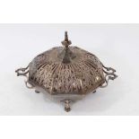 Edwardian pot pourri dish of hexagonal form, with twin scroll handles and separate pierced cover