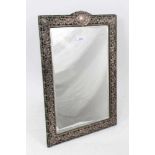 George V Silver mounted rectangular mirror with easel back