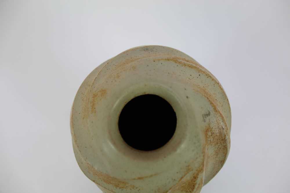 Two studio pottery vases by Usch Spettigue, one of ovoid form with a spiral pattern, the other blue- - Image 6 of 7