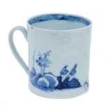 Chaffer's Liverpool mug, circa 1760, decorated in underglaze blue with Chinese watery landscapes, 5.