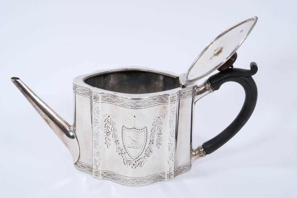 George III silver teapot of shaped form, with engraved foliate decoration - Image 2 of 2