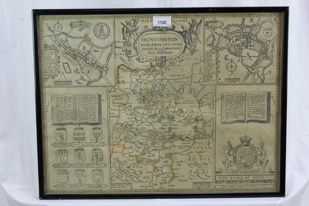 17th century engraved map of Huntington by Thomas Bassett and Richard Chiswell, in glazed frame