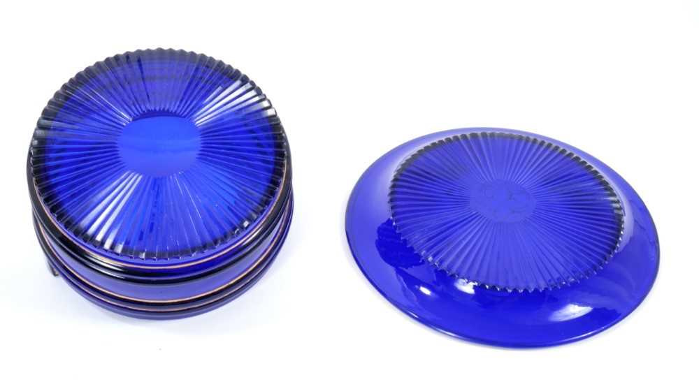 Early 19th century Bristol blue glass cream bowl and stand, with gilt highlights, the stand measurin - Image 2 of 2