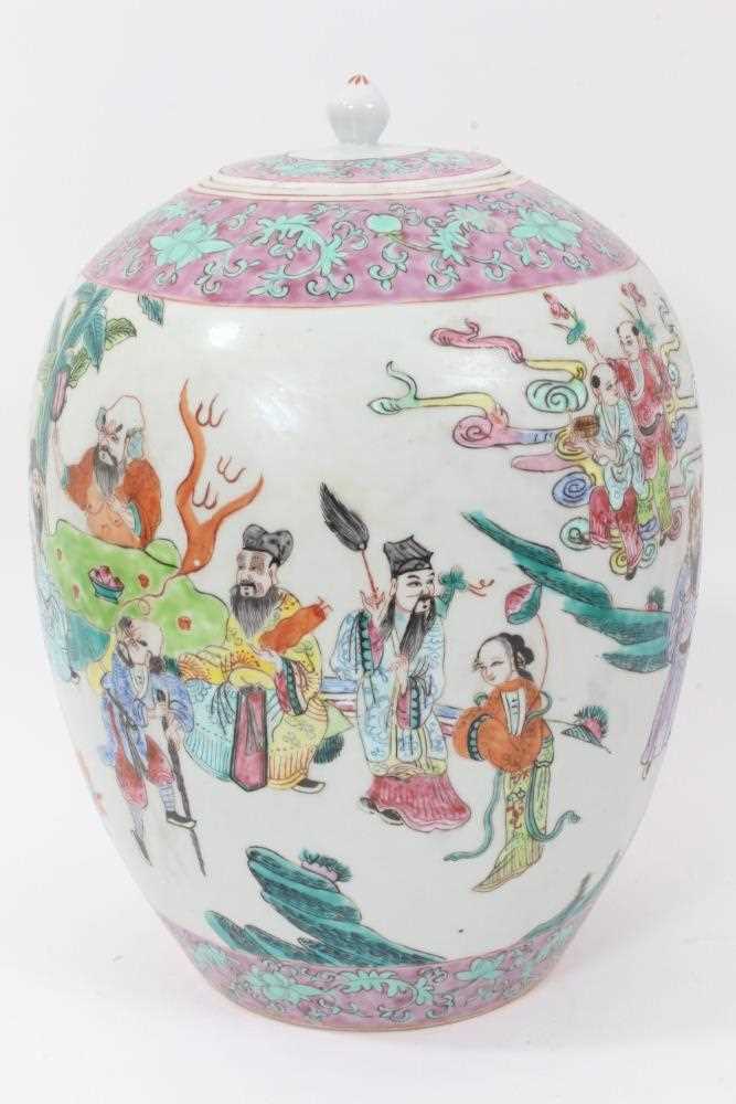 Chinese famille rose jar, cover and stand - Image 5 of 11