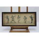 19th century English School, pen and ink drawing - The Graces of Archery, inscribed, in glazed frame