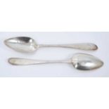 Pair George III Irish Provincial Old English pattern serving spoons (Cork - Samuel Green).