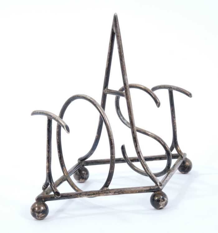 Late Victorian silver toast rack by Hukin and Heath