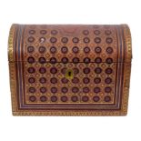 Fine quality late 19th century embossed leather stationery box by Asprey, of domed form, the hinged