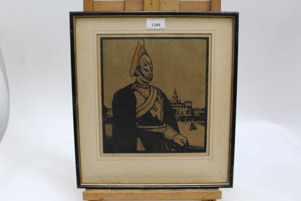 Sir William Nicholson (1872-1949) coloured lithograph - The Guardsman, in glazed frame - Image 2 of 4