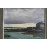 Fid Harnack oil on canvas, harbour scene, signed