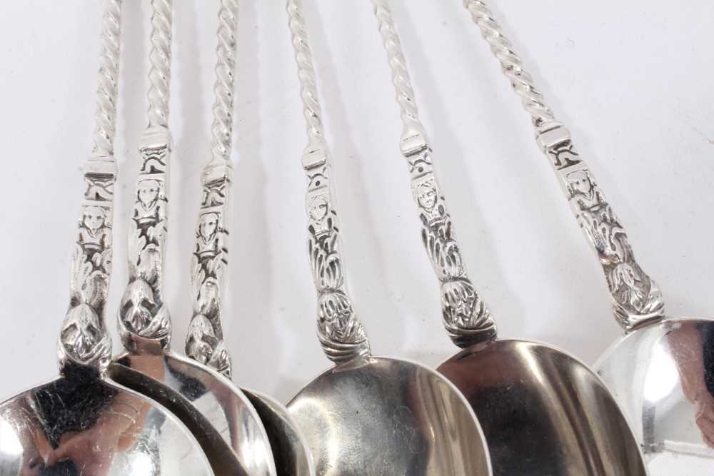 Composite set of six silver apostle spoons, with large oval bowls - Image 3 of 5
