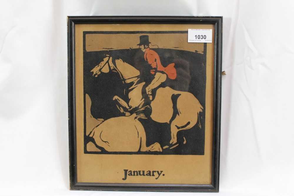 Sir William Nicholson (1872-1949) nine coloured lithographs - Sports as Months of the Year, January