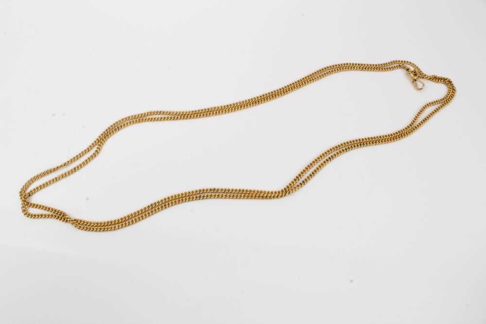 Victorian 9ct gold guard chain with curb links, approximately 136cm. - Image 2 of 3