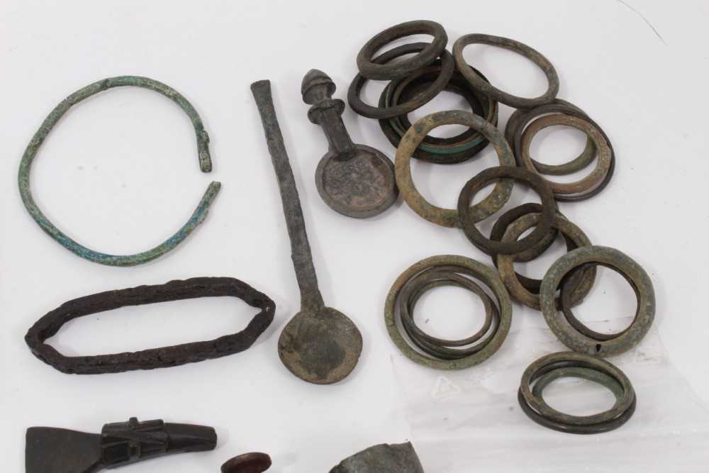 Collection of artefacts, Roman and later, including spoons, knife, rings etc - Image 6 of 6