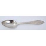 Mid 19th century Dutch silver spoon with engraved foliate decoration and pointed handle