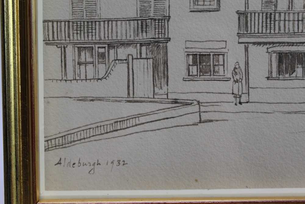 Randolph Schwabe (1885-1948) pen and ink - Crabbe Street and the Moot Hall, Aldeburgh, 1932, in glaz - Image 2 of 7