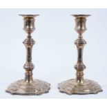 Pair of large Edwardian silver candlesticks in the George II style (Sheffield 1906)