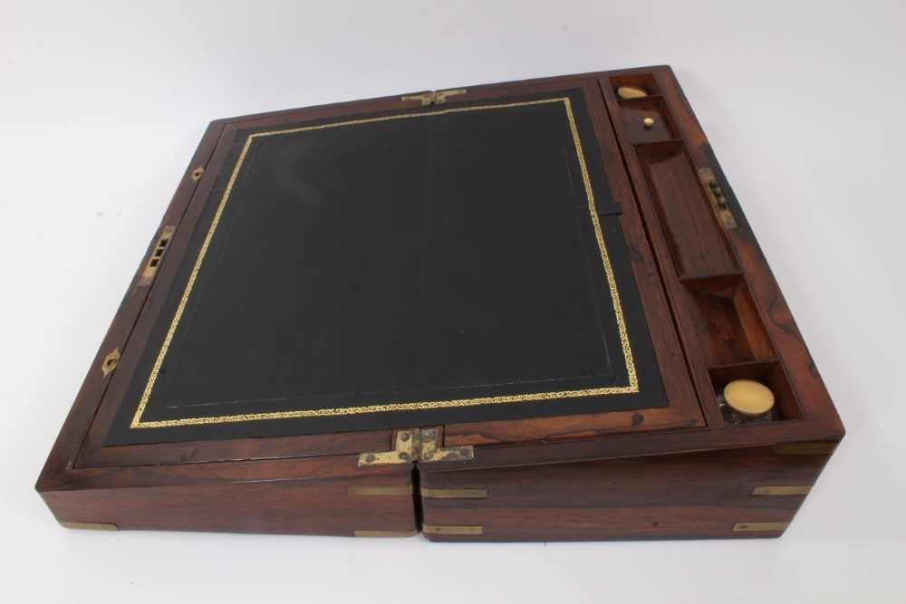 Victorian rosewood and brass bound writing slope - Image 2 of 6
