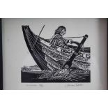 *James Dodds (b.1957) signed limited linocut - Helmsman, 30/50, in glazed frame