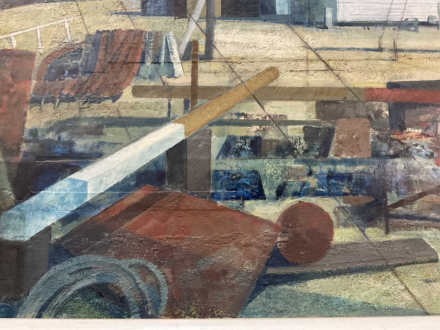 Henry Collins (1910-1994) oil and collage on board, Tollesbury harbour scene, signed and dated ‘87 - Image 16 of 19