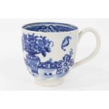 Worcester coffee cup, circa 1780, printed in blue with the Bat pattern, 5.75cm high