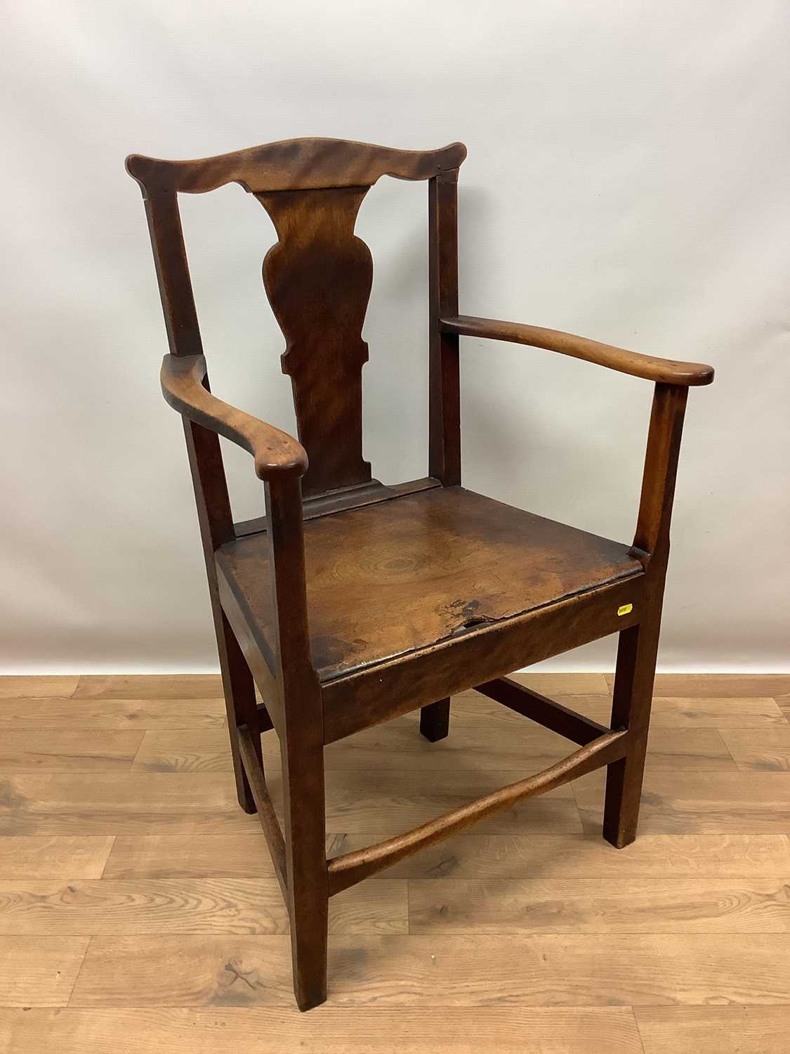 18th century fruitwood country elbow chair