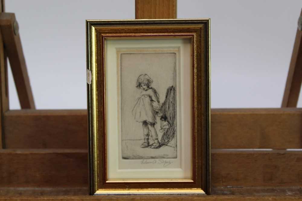 Eileen Soper (1905-1990) signed etching - The First Recitation, in glazed gilt frame, 9.5cm x 5cm - Image 2 of 5