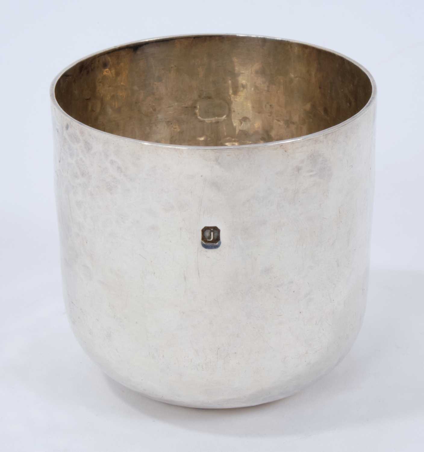Contemporary Scottish silver tumbler cup with spot hammered finish (Edinburgh 2008).