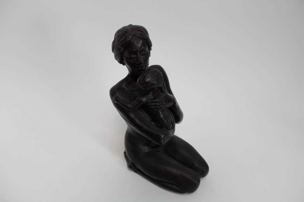 Tom Greenshields (1915-1994) limited edition bronzed resin figure, Kneeling Mother, signed, 30cm hig