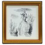 *Edward Ardizzone (1900-1979) pen and ink drawing - “She went away on and on till she came to a fen.