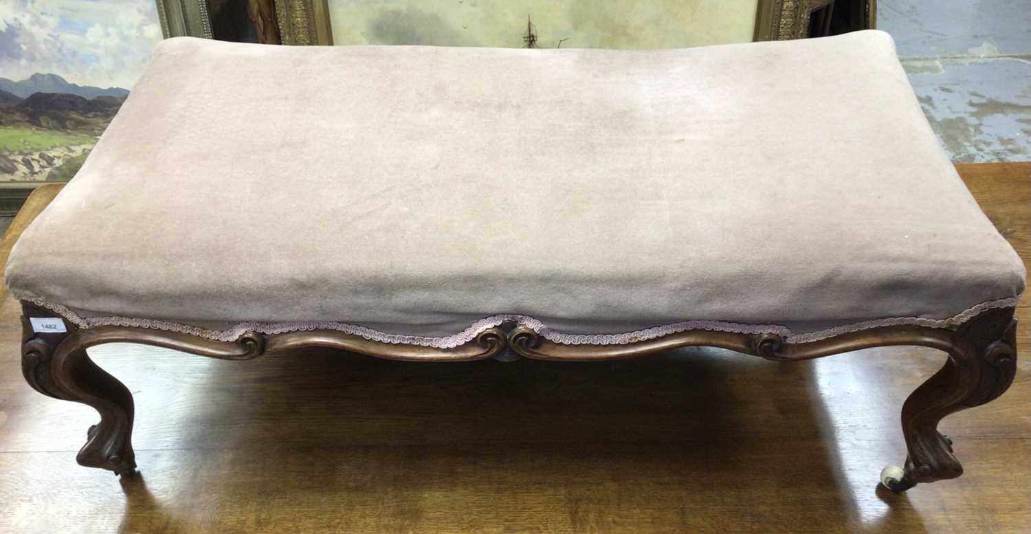 Large mid Victorian walnut stool - Image 2 of 5