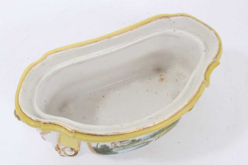 Derby yellow-ground bough pot, circa 1790-1800, polychrome painted with landscape scenes, with scrol - Image 5 of 7
